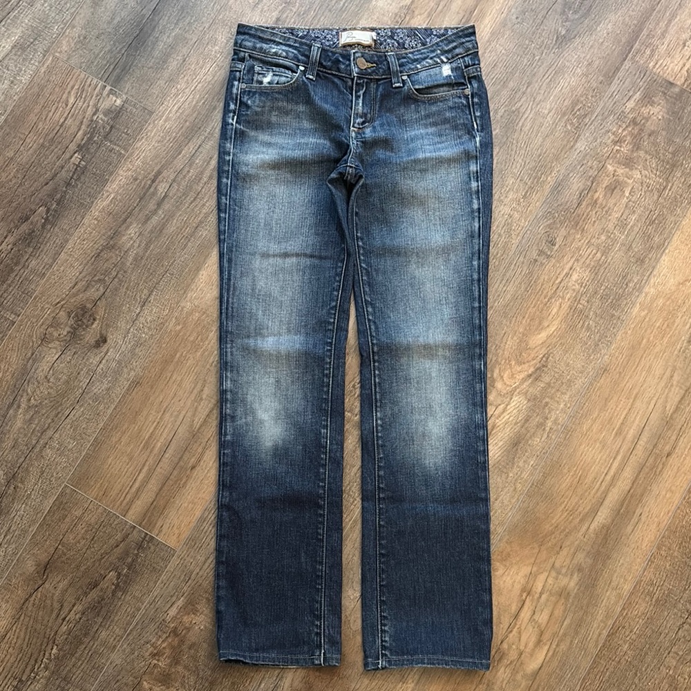 PAIGE Women’s Size 26 Melrose Ankle Cropped Straight Jeans with Distressed Look